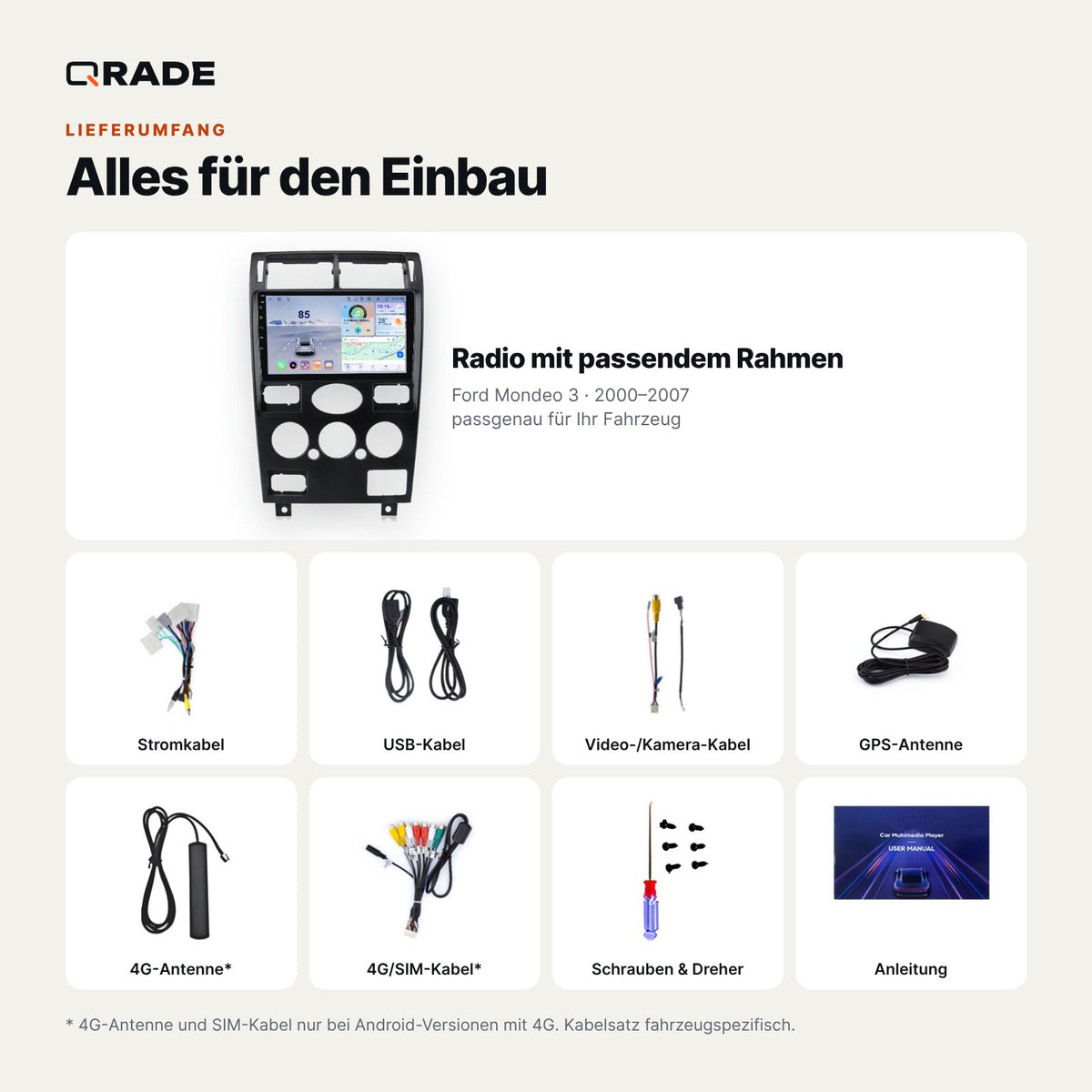 Ford Mondeo 3 2000-2007 – Autoradio mit Wireless CarPlay & Android Auto