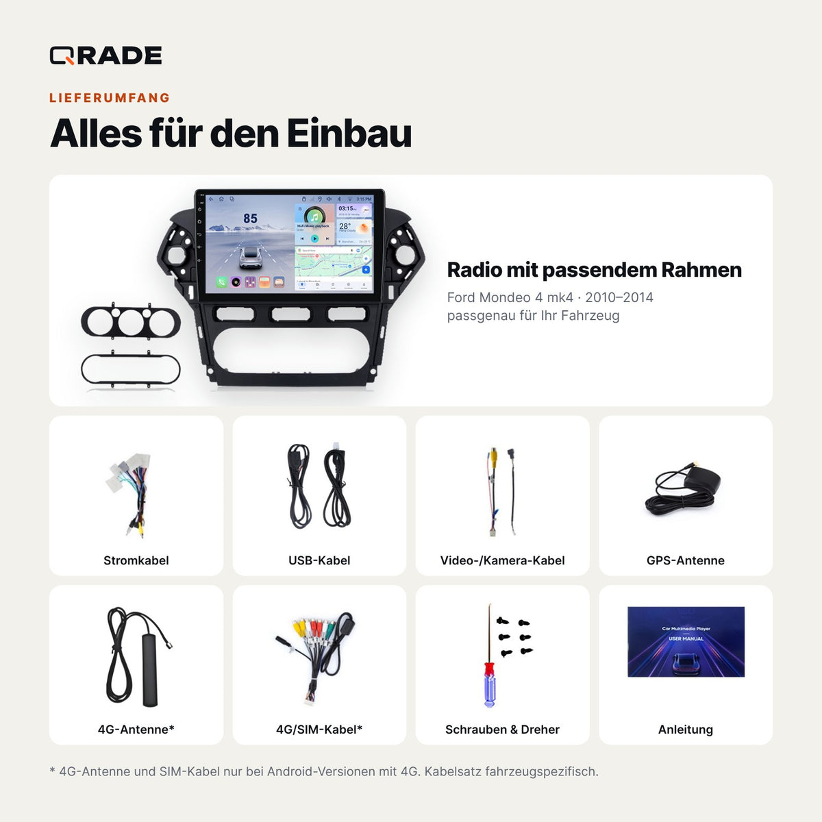 Ford Mondeo 4 mk4 2010-2014 – Autoradio mit Wireless CarPlay & Android Auto