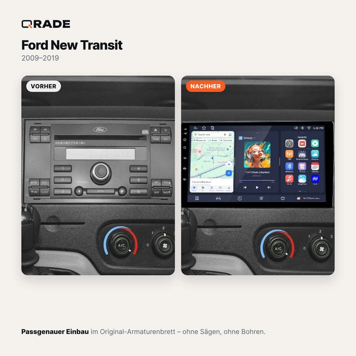 Ford New Transit 2009-2019 – Autoradio mit Wireless CarPlay & Android Auto