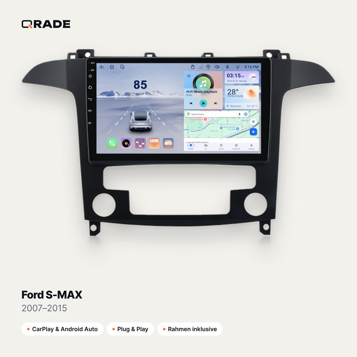 Ford S-MAX 2007–2015 – Autoradio mit Wireless CarPlay & Android Auto