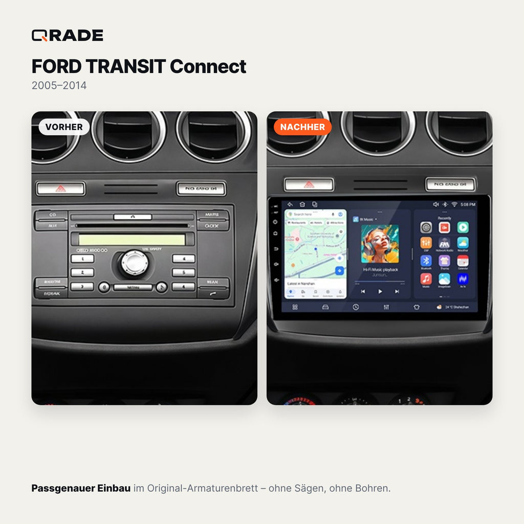 FORD TRANSIT Connect 2005-2014 – Autoradio mit Wireless CarPlay & Android Auto