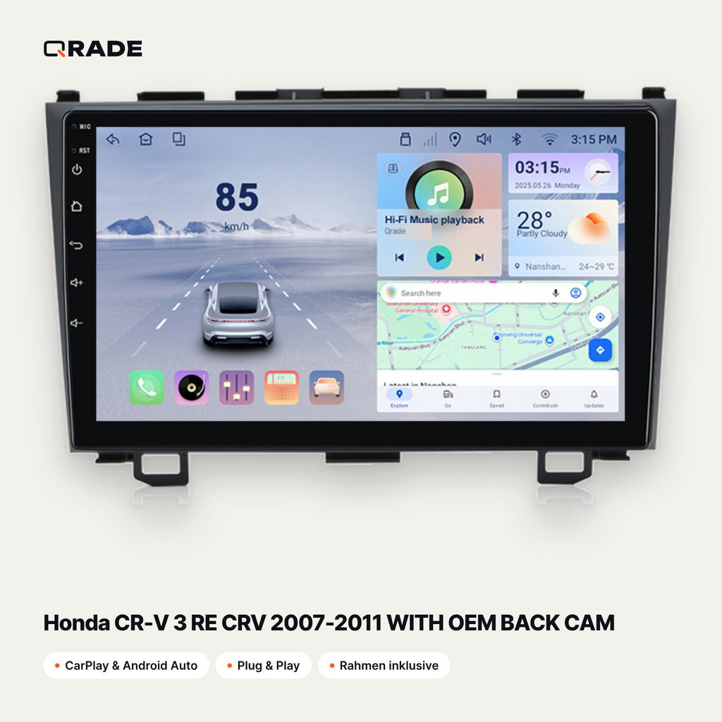 Honda CR-V 3 RE CRV 2007-2011 WITH OEM BACK CAM – Autoradio mit Wireless CarPlay & Android Auto