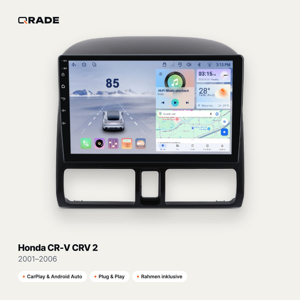 Honda CR-V CRV 2 2001–2006 – Autoradio mit Wireless CarPlay & Android Auto