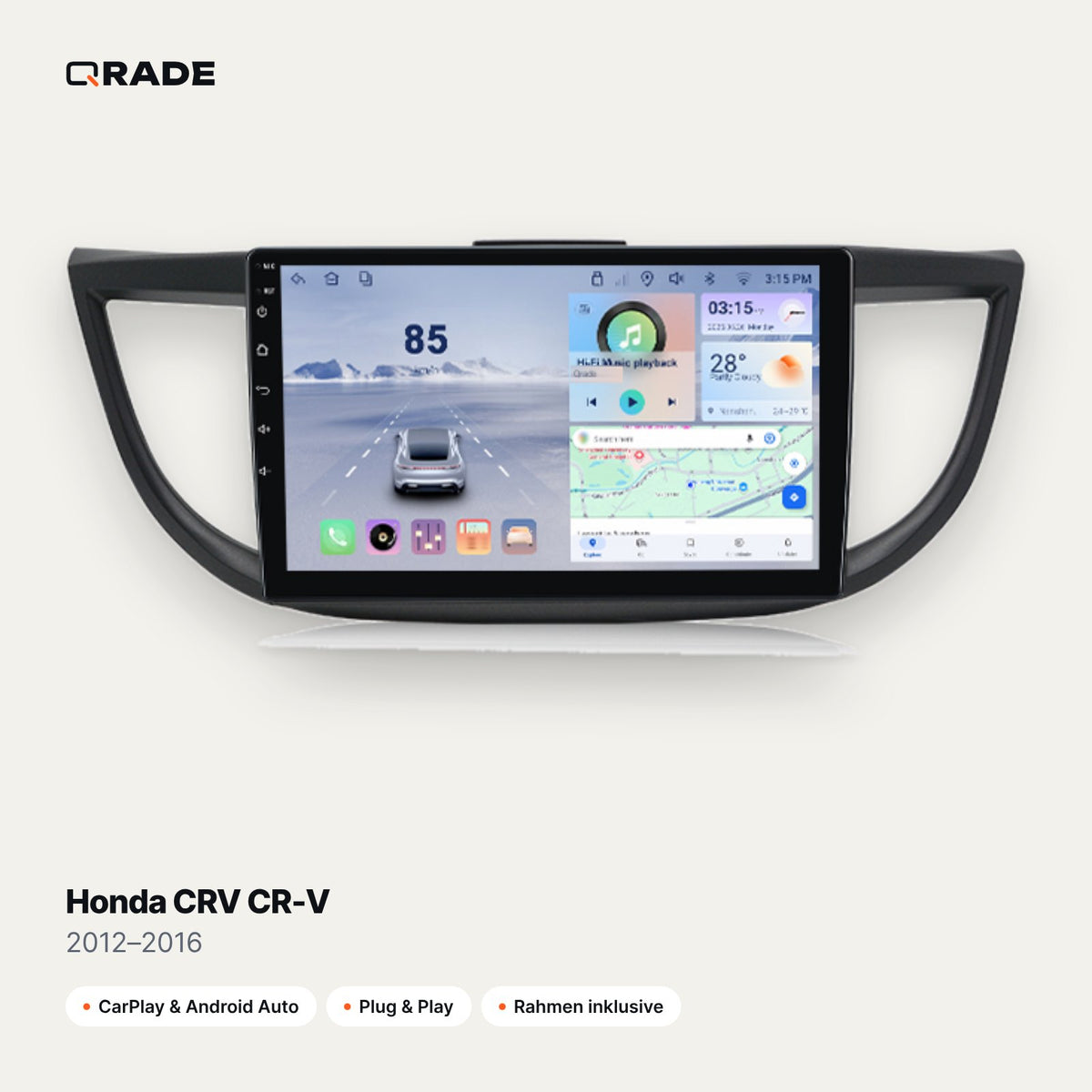 Honda CRV CR-V 2012–2016 – Autoradio mit Wireless CarPlay & Android Auto