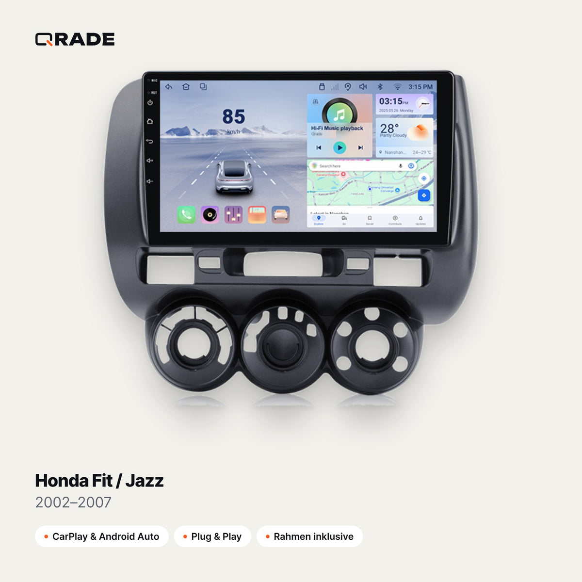 Honda Fit / Jazz 2002–2007 – Autoradio mit Wireless CarPlay & Android Auto