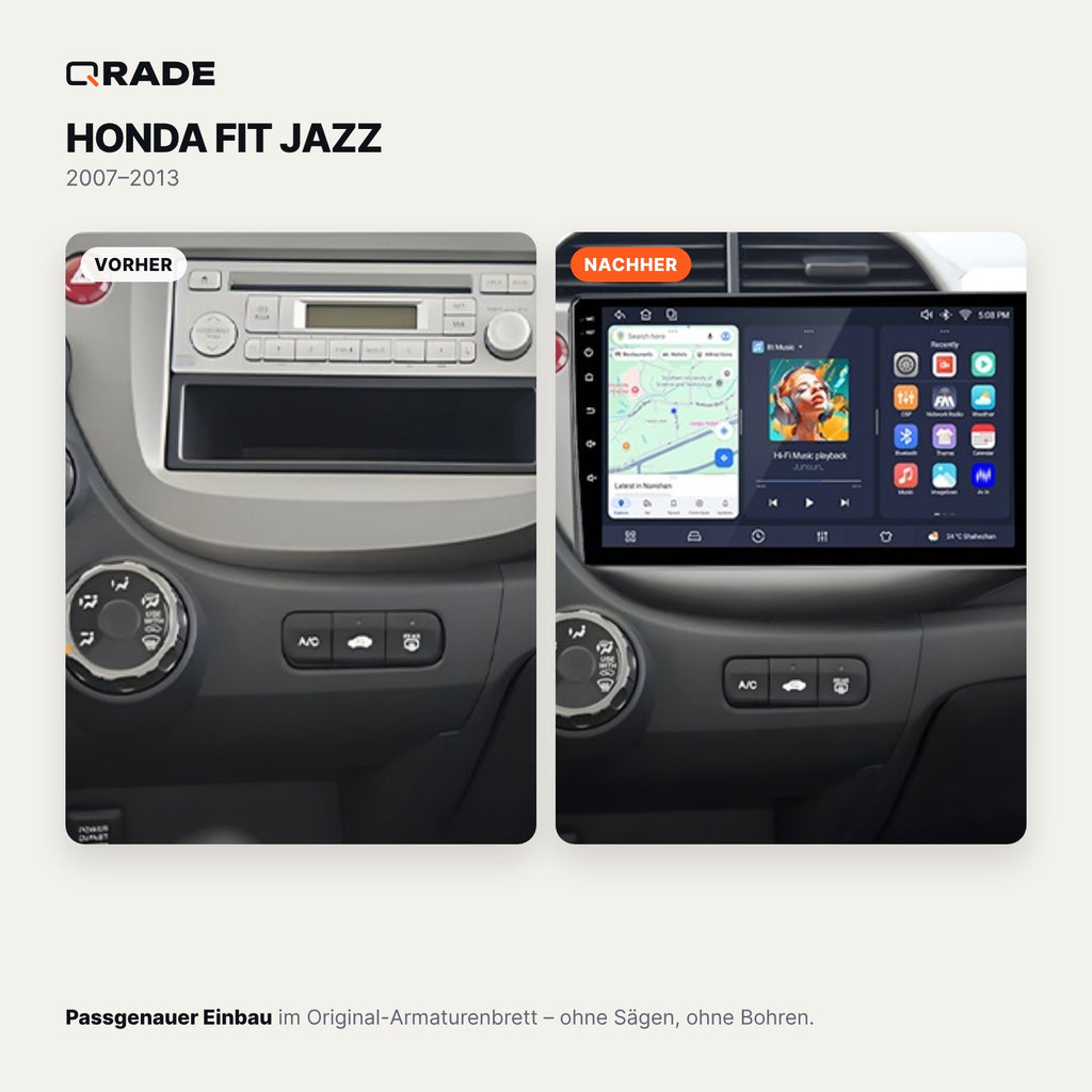 HONDA FIT JAZZ 2007-2013 – Autoradio mit Wireless CarPlay & Android Auto