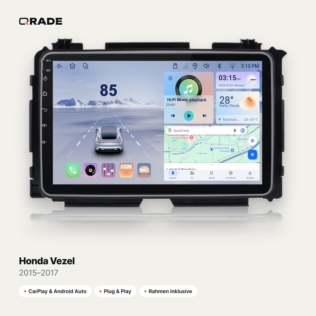 Honda Vezel 2015–2017 – Autoradio mit Wireless CarPlay & Android Auto
