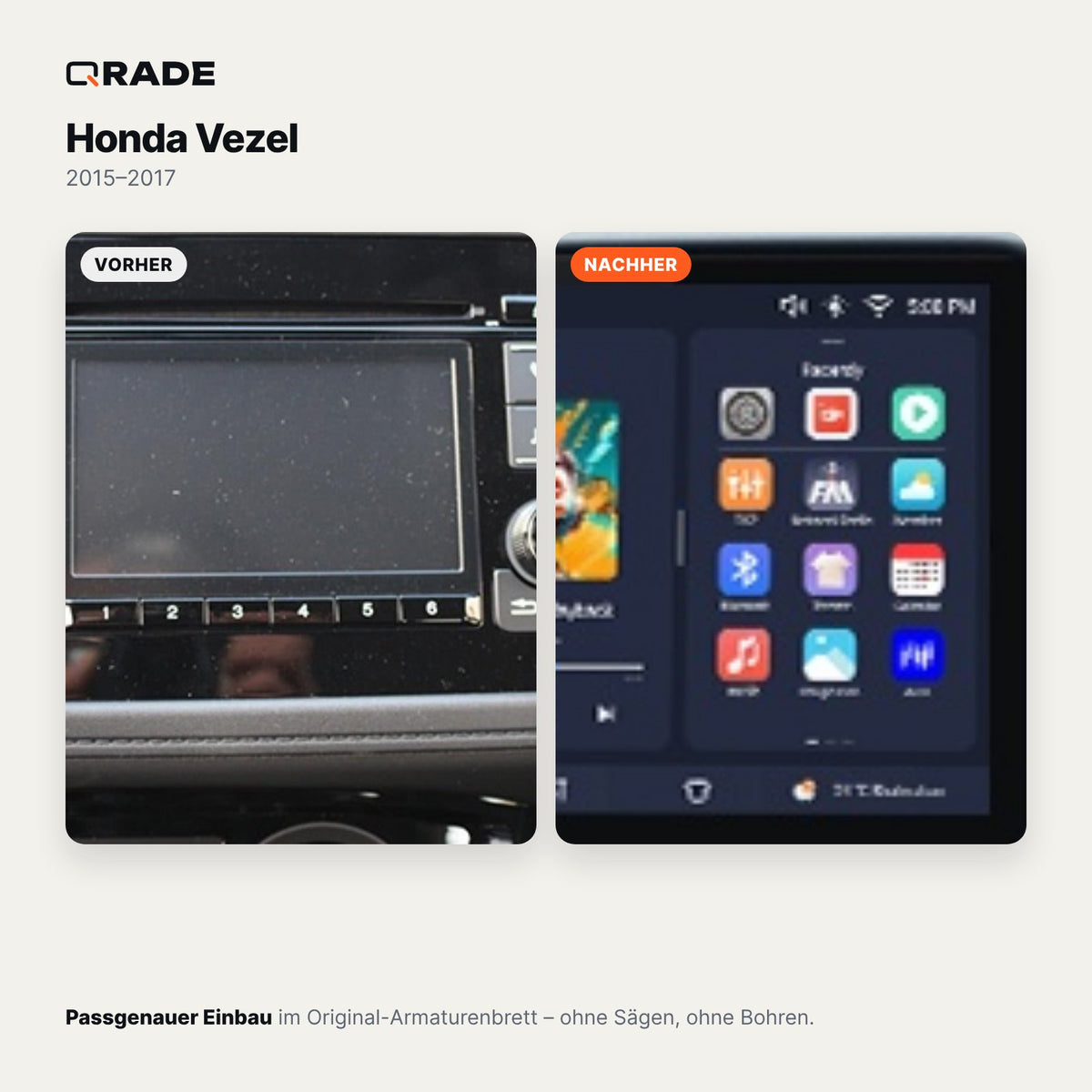 Honda Vezel 2015-2017 – Autoradio mit Wireless CarPlay & Android Auto