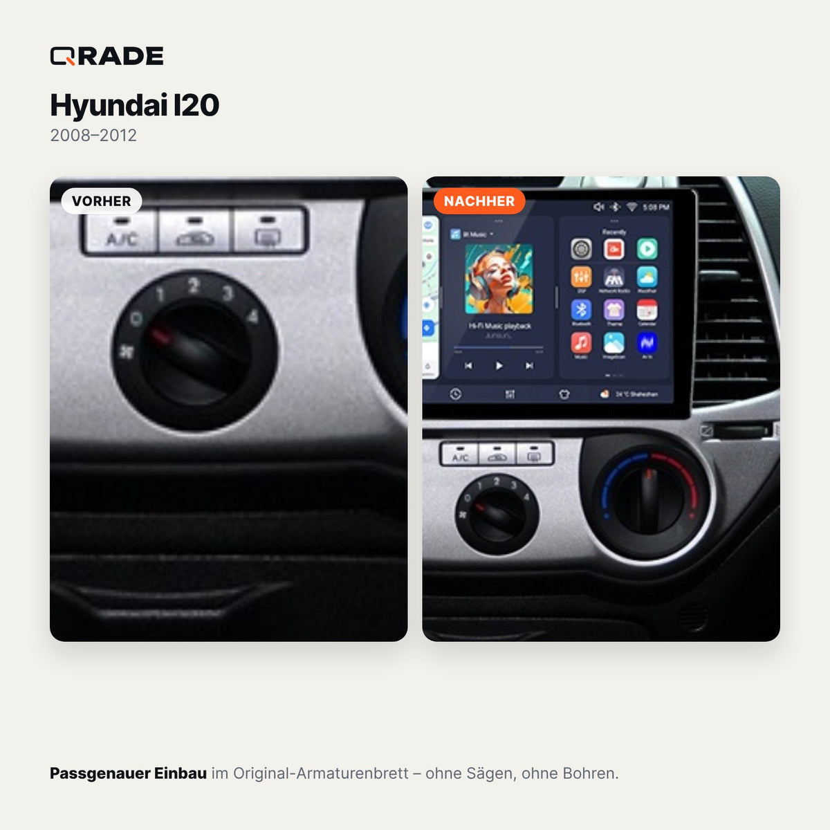 Hyundai I20 2008-2012 – Autoradio mit Wireless CarPlay & Android Auto