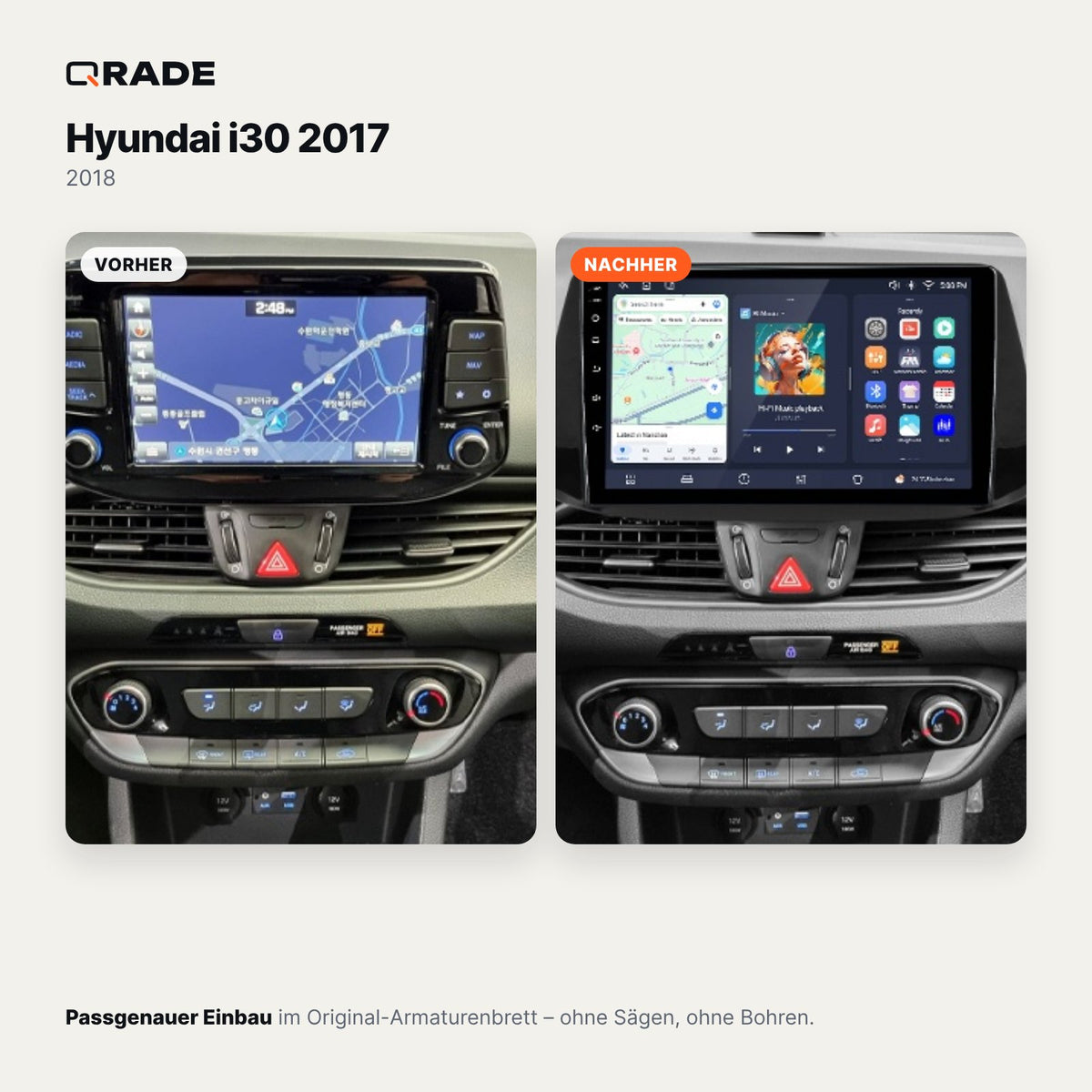 Hyundai i30 2017 2018 – Autoradio mit Wireless CarPlay & Android Auto