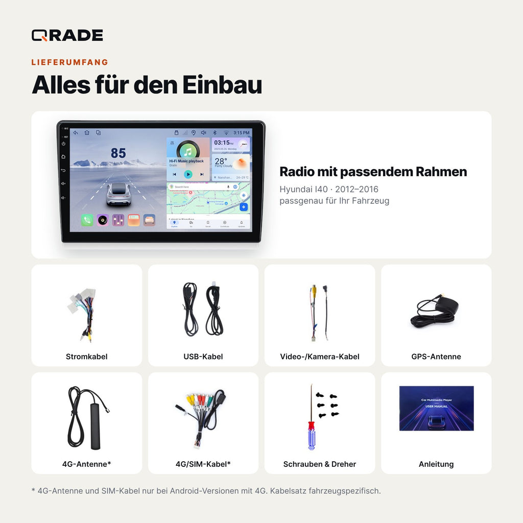 Hyundai i40 (2012–2016) – Autoradio mit Wireless CarPlay & Android Auto