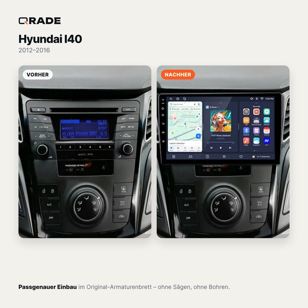 Hyundai I40 2012-2016 – Autoradio mit Wireless CarPlay & Android Auto