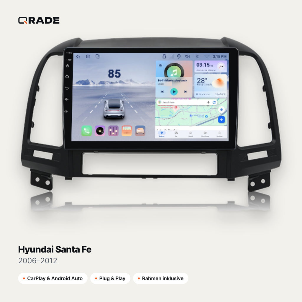 Hyundai Santa Fe 2006–2012 – Autoradio mit Wireless CarPlay & Android Auto