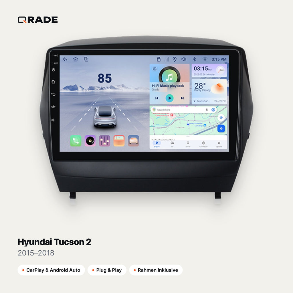 Hyundai Tucson 2 2015–2018 – Autoradio mit Wireless CarPlay & Android Auto