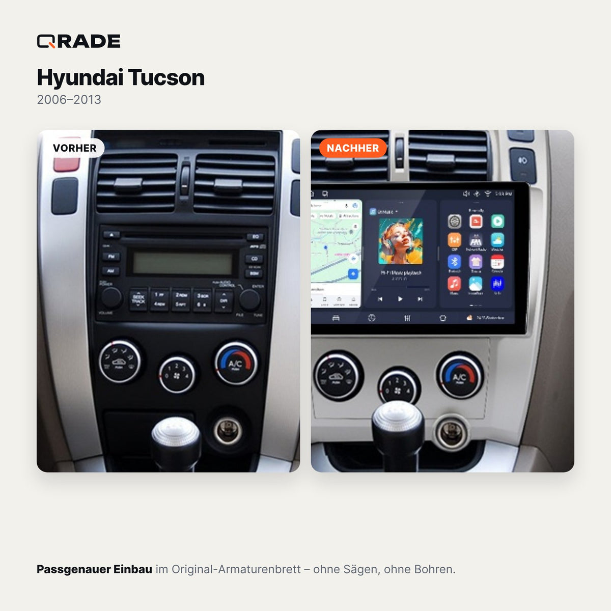 Hyundai Tucson 2006-2013 – Autoradio mit Wireless CarPlay & Android Auto