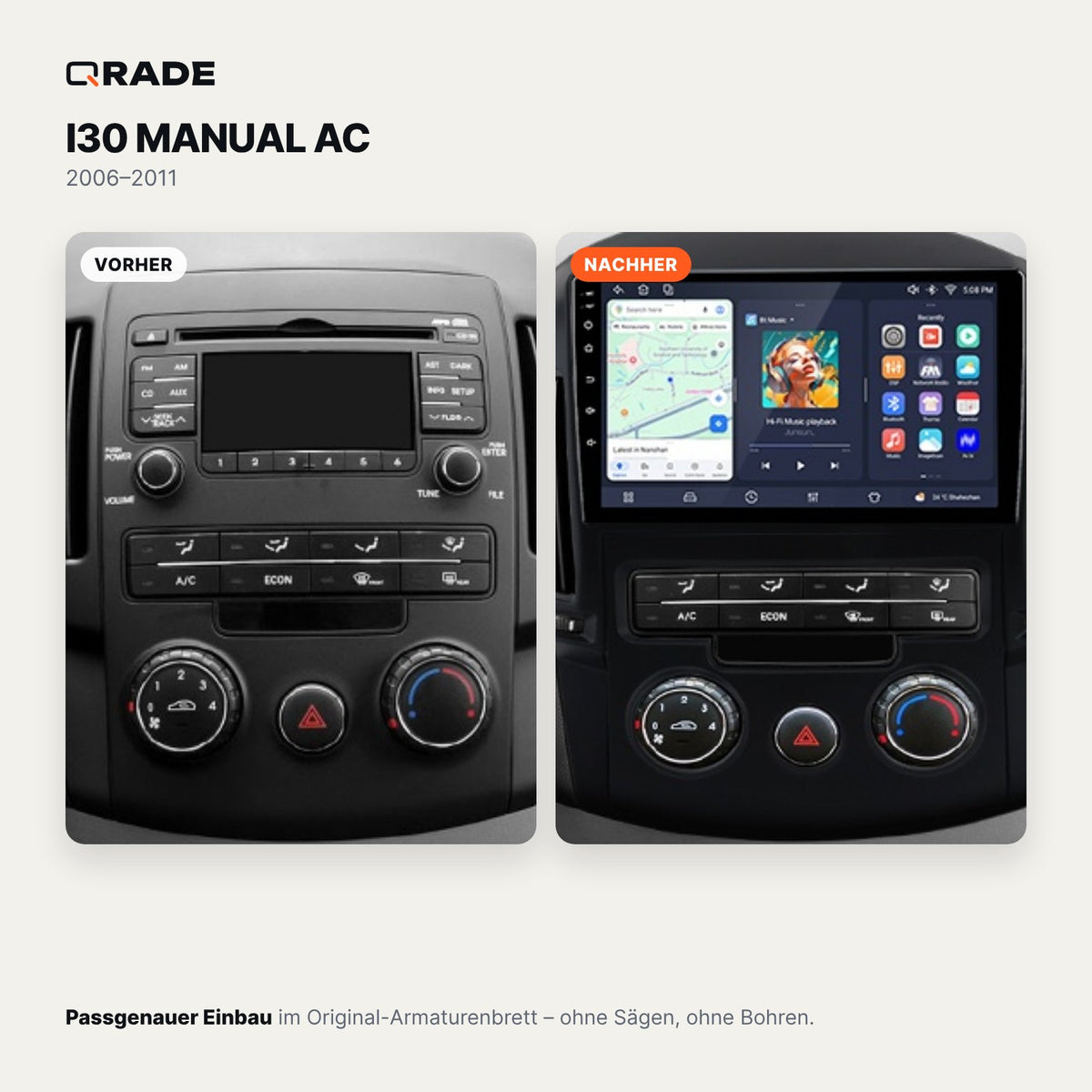 I30 MANUAL AC 2006-2011 – Autoradio mit Wireless CarPlay & Android Auto