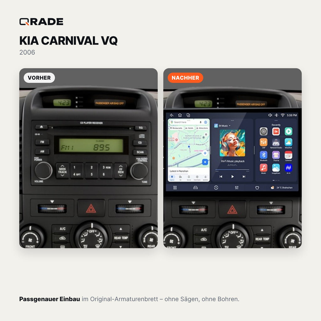 Kia Carnival VQ (2006–2014) – Autoradio mit Wireless CarPlay & Android Auto