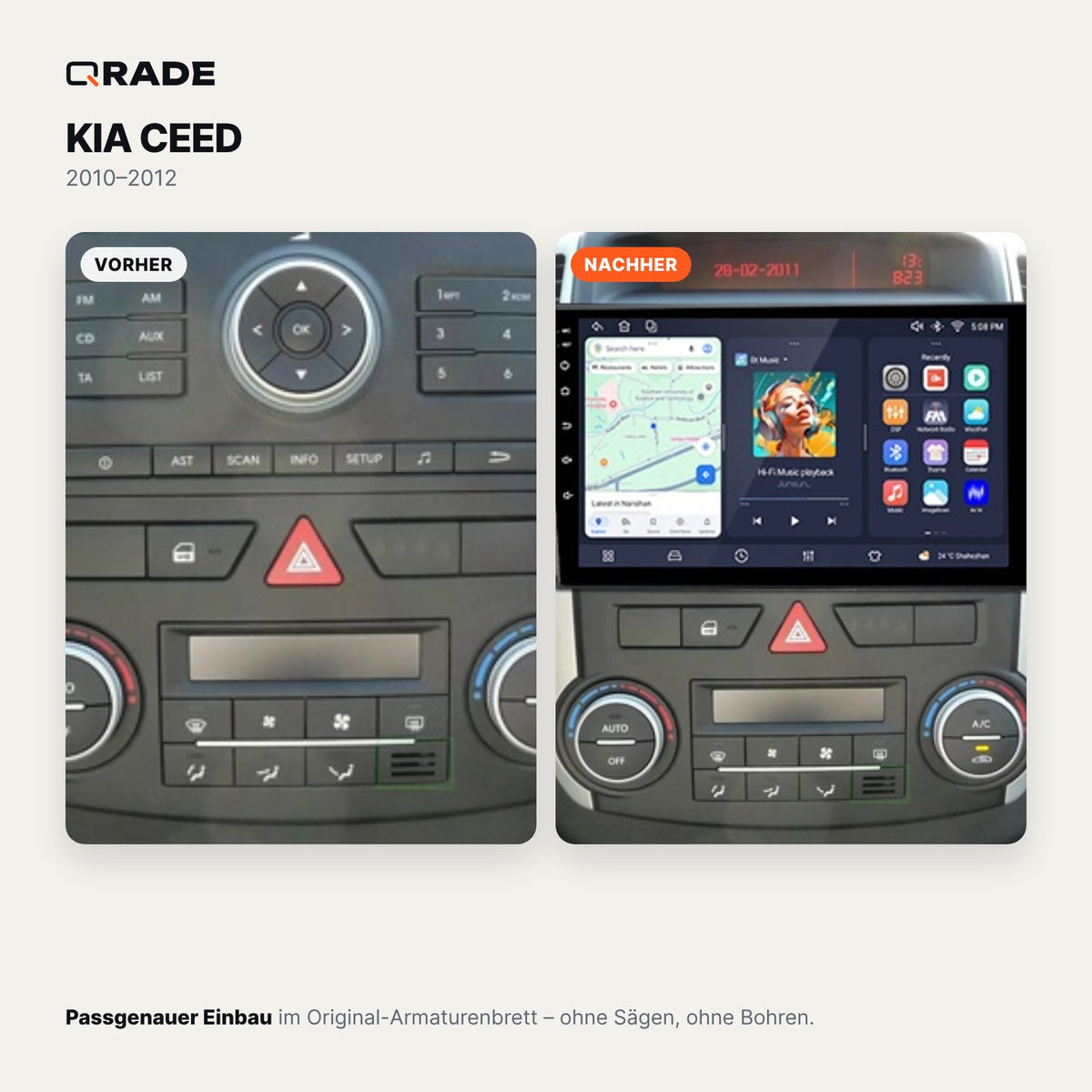 Kia Ceed (2010–2012) – Autoradio mit Wireless CarPlay & Android Auto