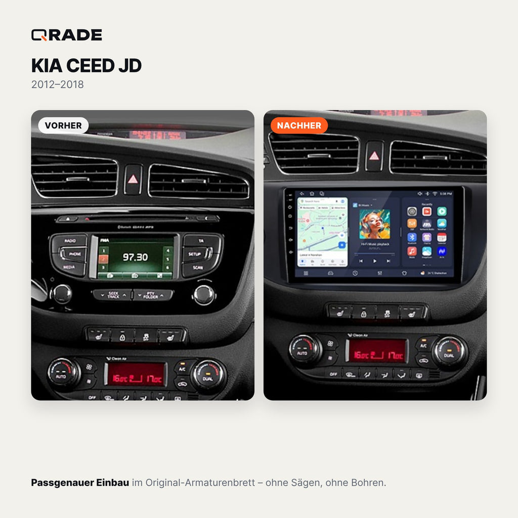 Kia Ceed JD (2012–2018) – Autoradio mit Wireless CarPlay & Android Auto (Rahmen CEED2)