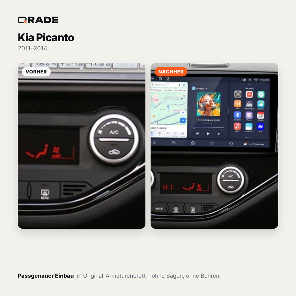 Kia Picanto (2011–2014) – Autoradio mit Wireless CarPlay & Android Auto