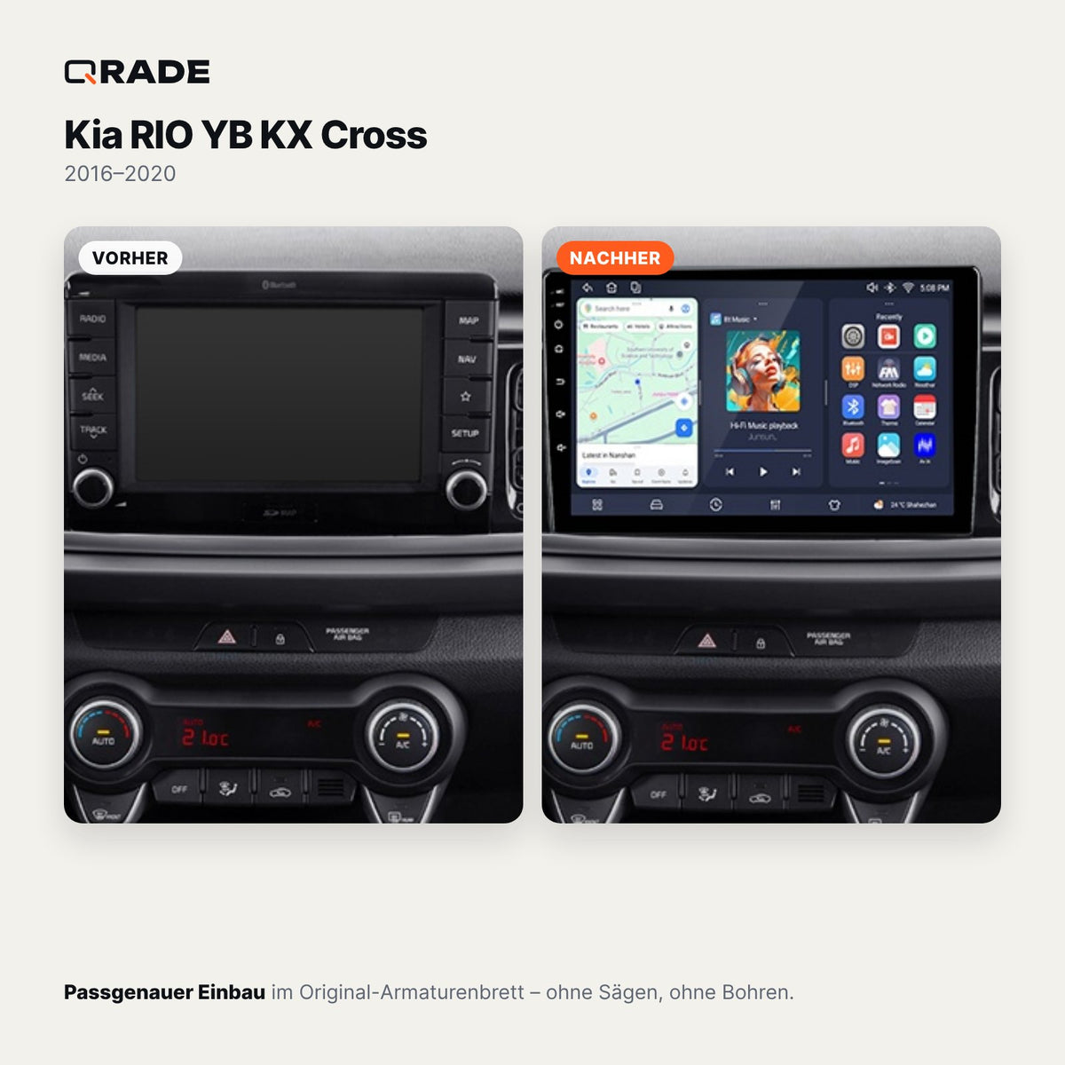 Kia Rio YB (2016–2020) – Autoradio mit Wireless CarPlay & Android Auto