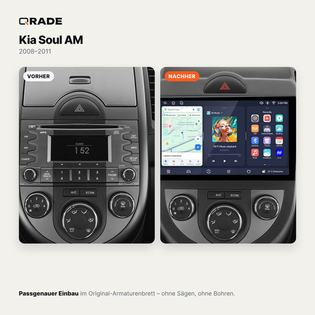 Kia Soul AM (2008–2011) – Autoradio mit Wireless CarPlay & Android Auto