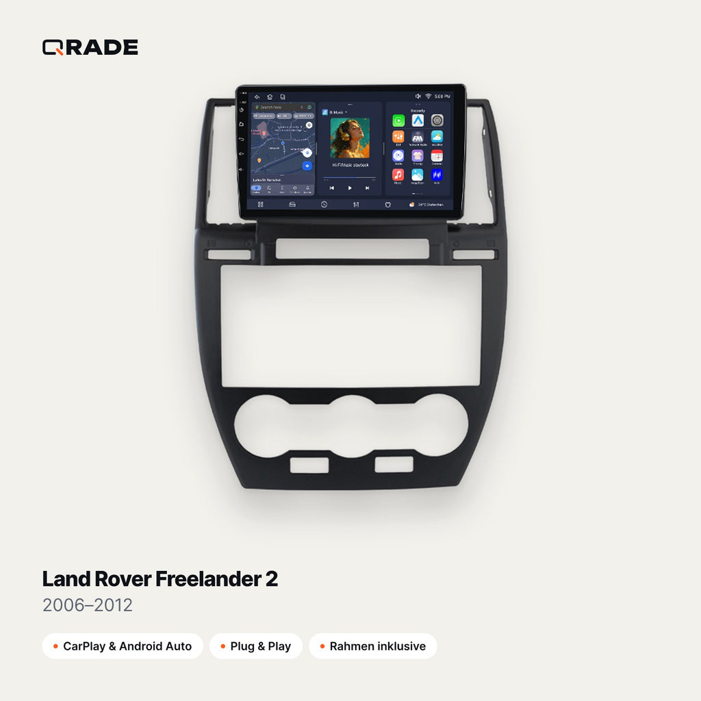 Qrade Autoradio für Land Rover Freelander 2 (2006–2012) mit Wireless CarPlay & Android Auto