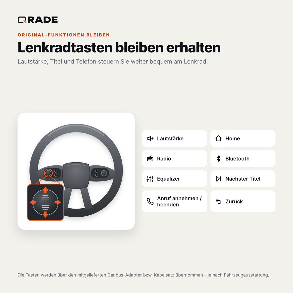 Lenkradtasten bleiben erhalten