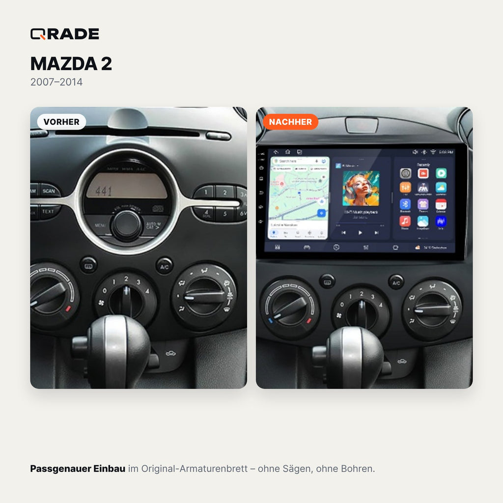 Mazda 2 (2007–2014) – Autoradio mit Wireless CarPlay & Android Auto