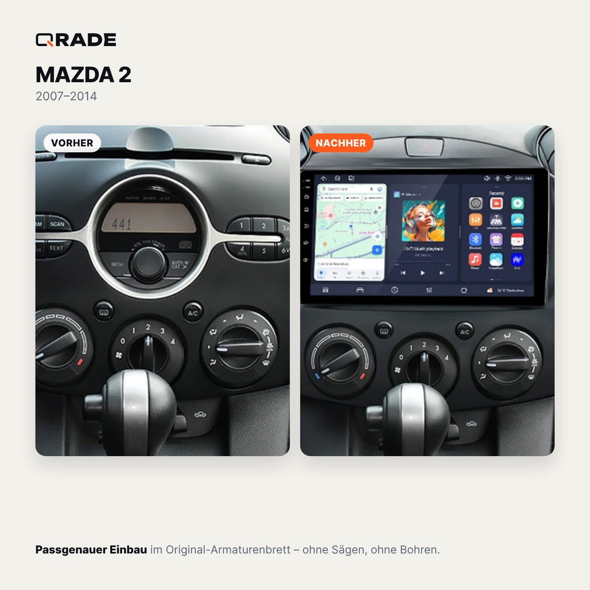 Mazda 2 (2007–2014) – Autoradio mit Wireless CarPlay & Android Auto