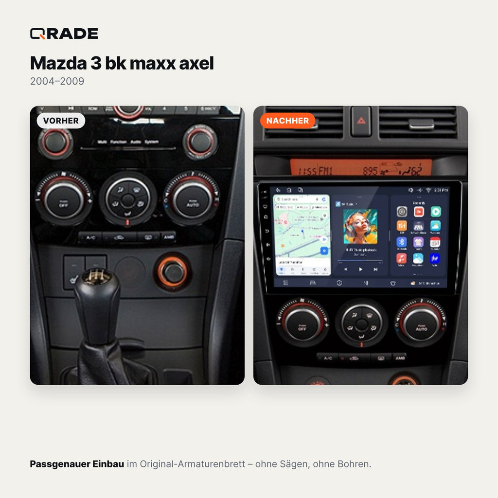 Mazda 3 BK (2004–2009) – Autoradio mit Wireless CarPlay & Android Auto