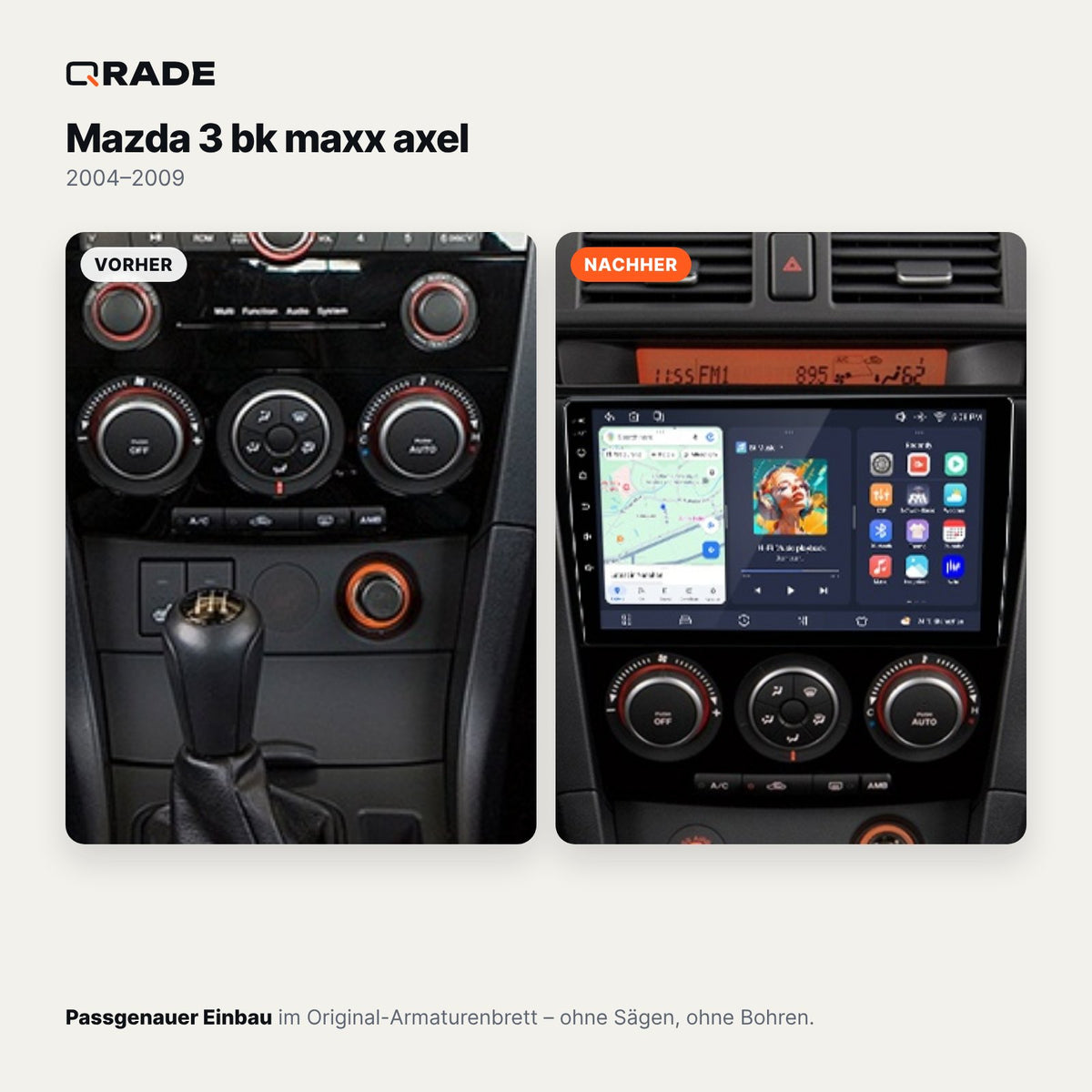 Mazda 3 BK (2004–2009) – Autoradio mit Wireless CarPlay & Android Auto