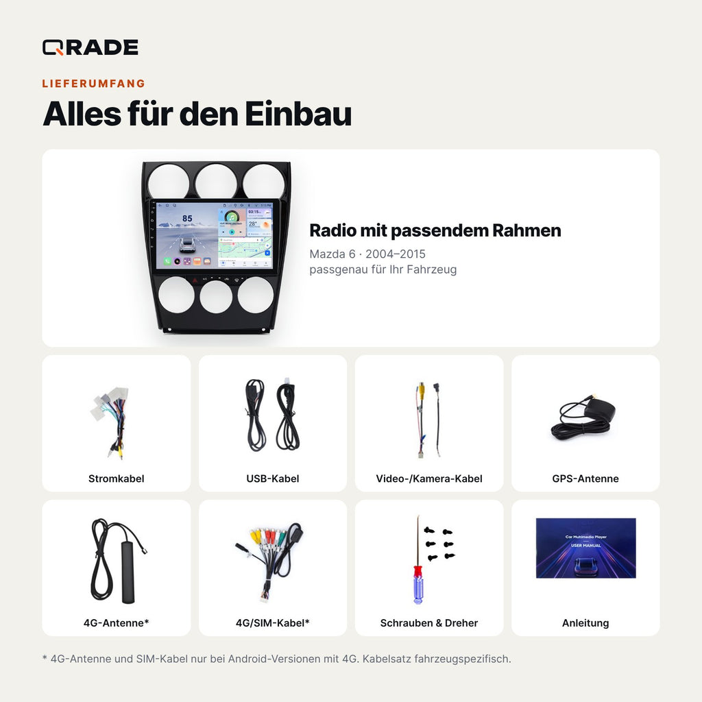 Mazda 6 (2004–2015) – Autoradio mit Wireless CarPlay & Android Auto