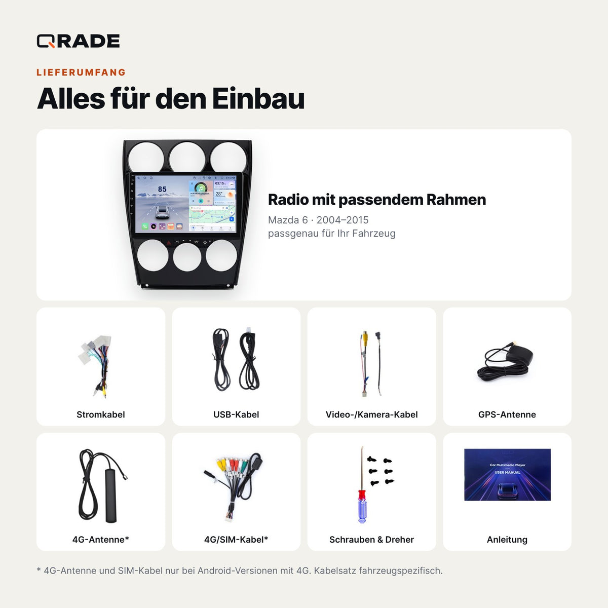 Mazda 6 (2004–2015) – Autoradio mit Wireless CarPlay & Android Auto