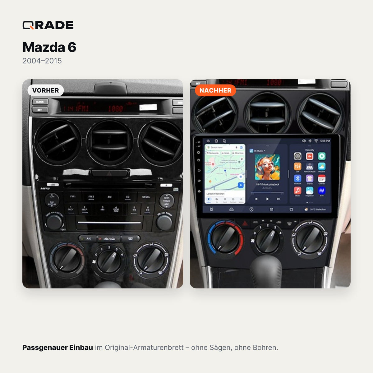 Mazda 6 (2004–2015) – Autoradio mit Wireless CarPlay & Android Auto