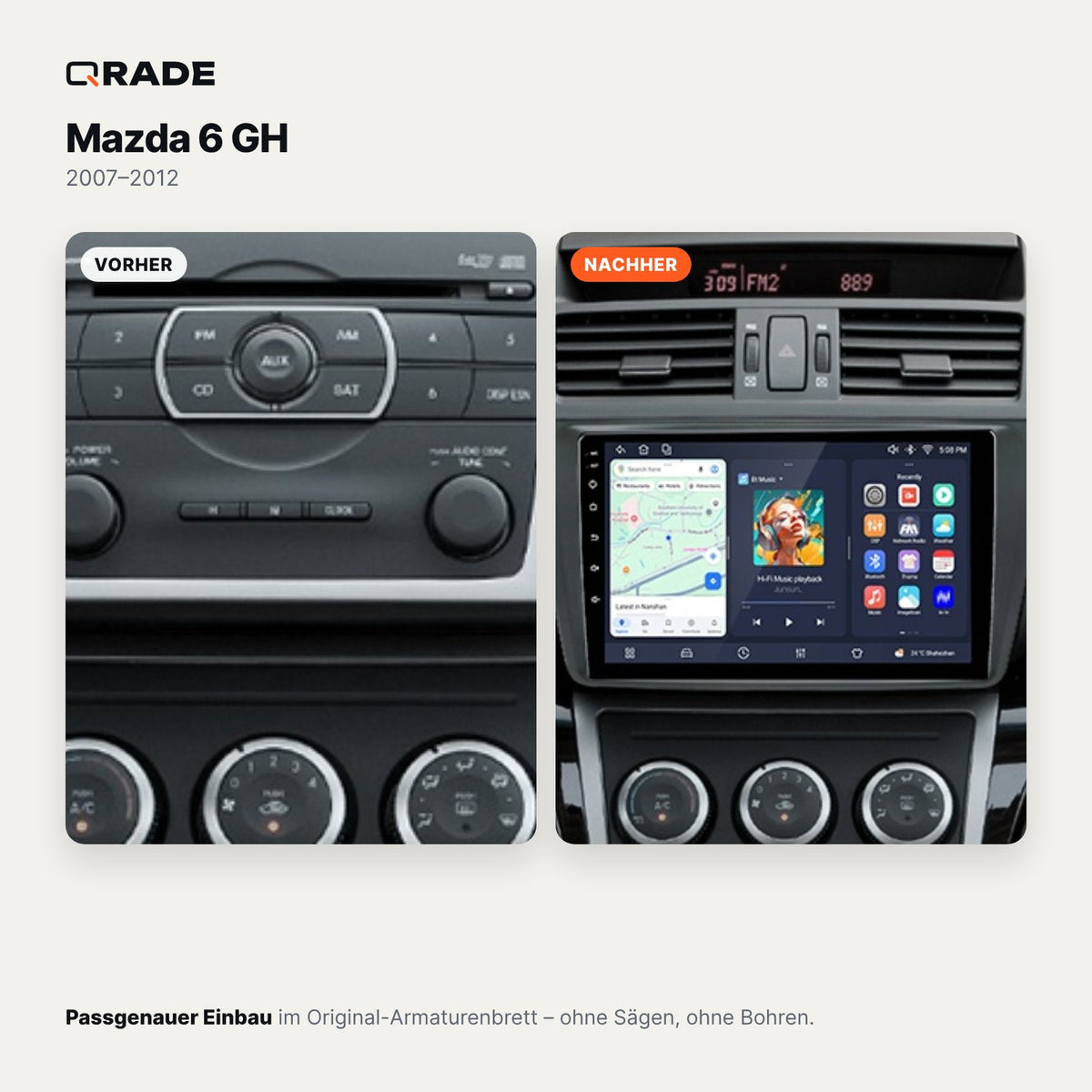 Mazda 6 GH (2007–2012) – Autoradio mit Wireless CarPlay & Android Auto