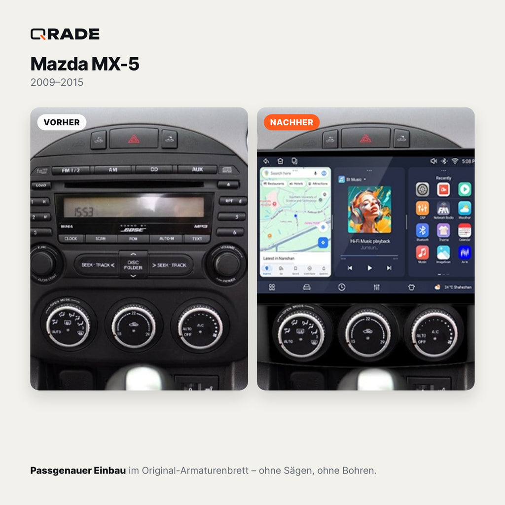 Mazda MX-5 (2009–2015) – Autoradio mit Wireless CarPlay & Android Auto