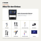 Lieferumfang: Mercedes-Benz B-Klasse W245 (2005–2011) – Qrade Autoradio mit Rahmen und Kabelsatz