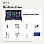 Lieferumfang: Mercedes-Benz C-Klasse W204 (2006–2011) – Qrade Autoradio mit Rahmen und Kabelsatz
