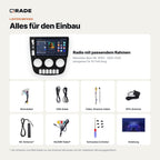 Lieferumfang: Mercedes-Benz ML W163 (2003–2005) – Qrade Autoradio mit Rahmen und Kabelsatz