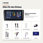 Lieferumfang: Mercedes-Benz ML W164 (2005–2012) – Qrade Autoradio mit Rahmen und Kabelsatz