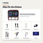 Lieferumfang: Mercedes-Benz S-Klasse W220 (1998–2005) – Qrade Autoradio mit Rahmen und Kabelsatz