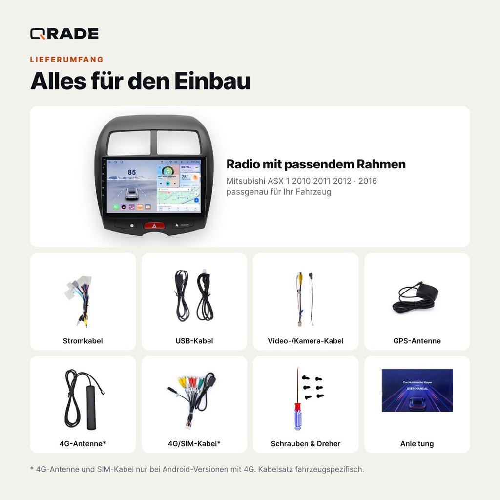 Mitsubishi ASX (2010–2016) – Autoradio mit Wireless CarPlay & Android Auto