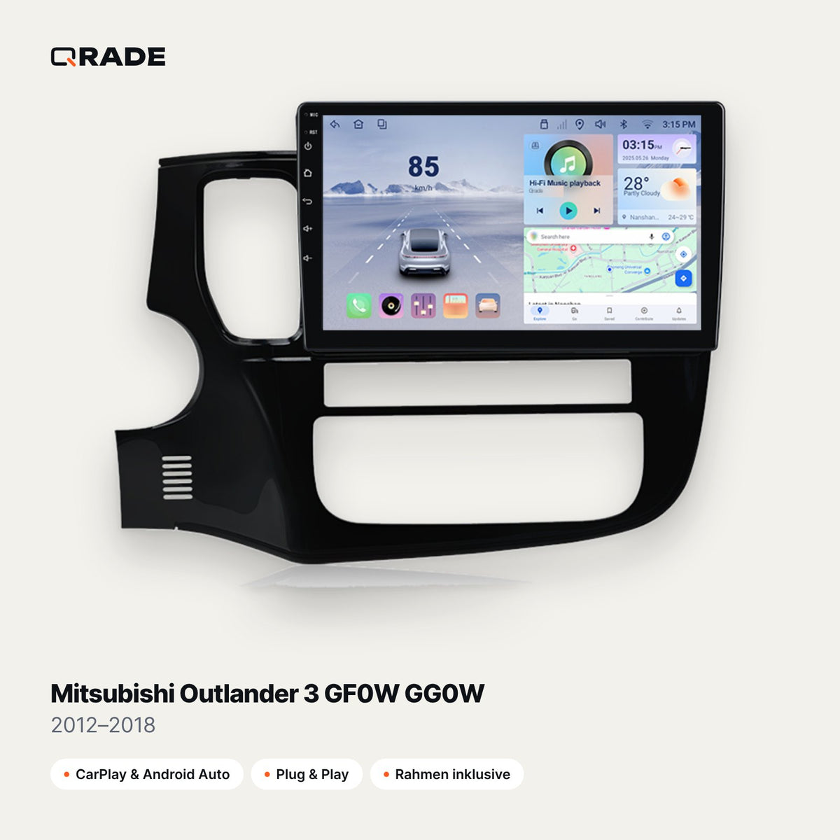 Mitsubishi Outlander 3 GF0W GG0W 2012–2018 CarPlay Radio