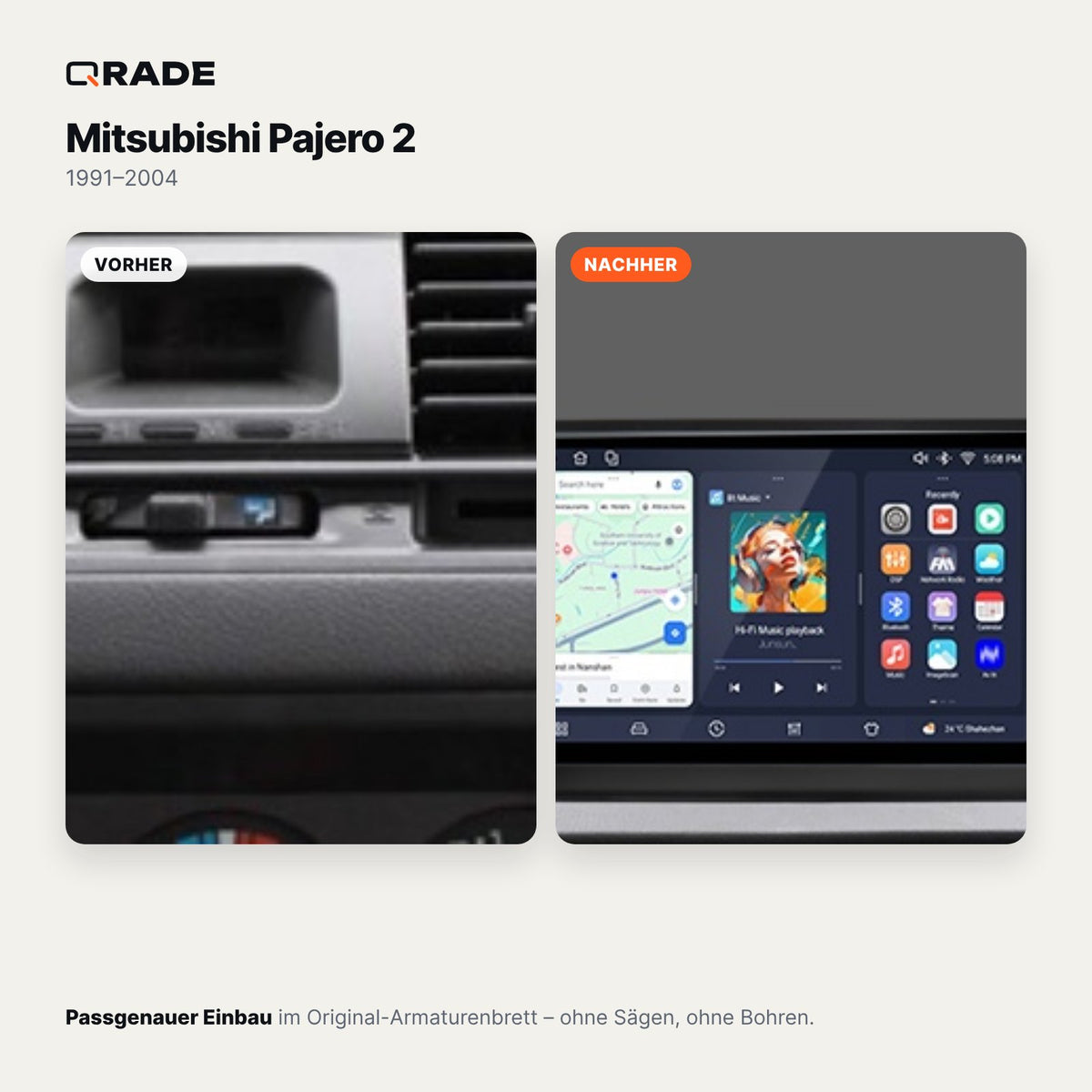 Mitsubishi Pajero 2 (1991–2004) – Autoradio mit Wireless CarPlay & Android Auto