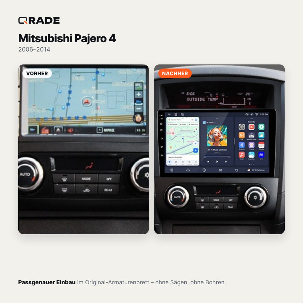 Mitsubishi Pajero 4 (2006–2014) – Autoradio mit Wireless CarPlay & Android Auto