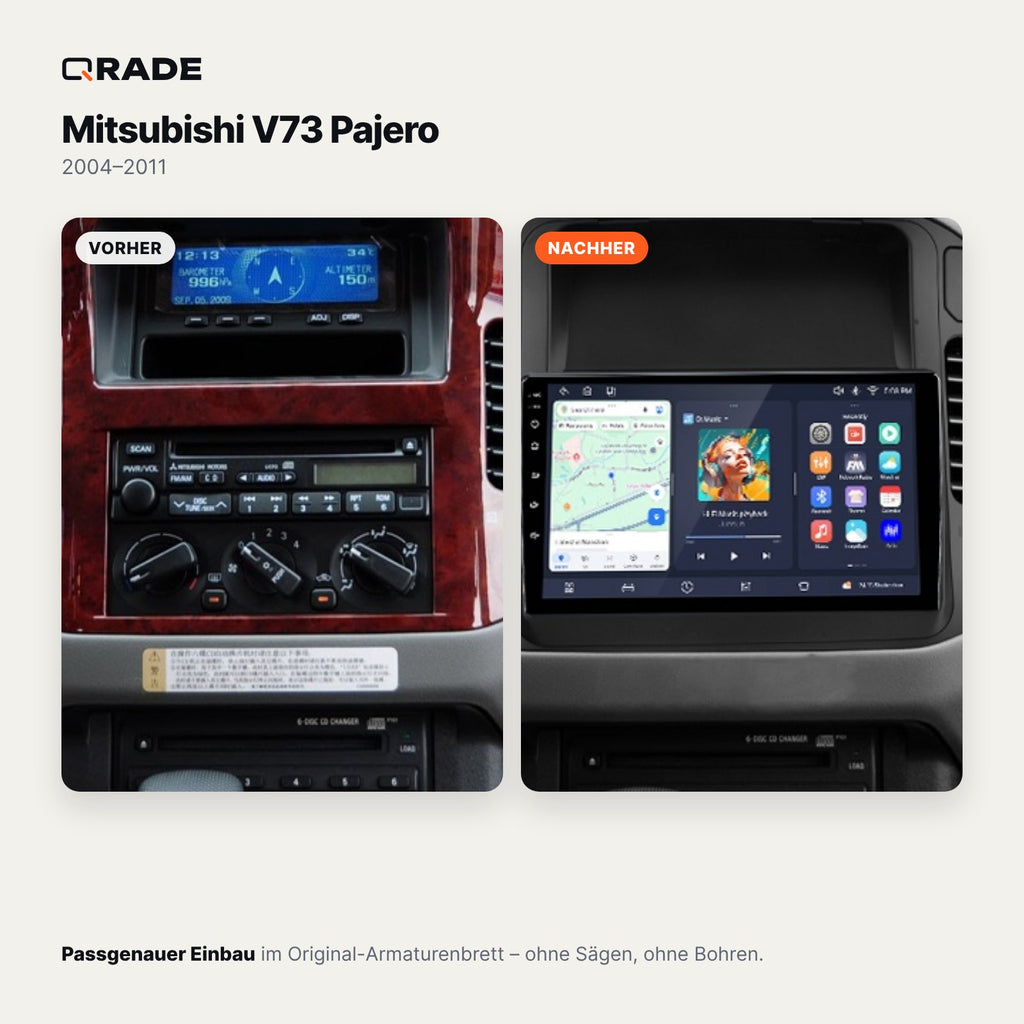 Mitsubishi Pajero V73 (2004–2011) – Autoradio mit Wireless CarPlay & Android Auto