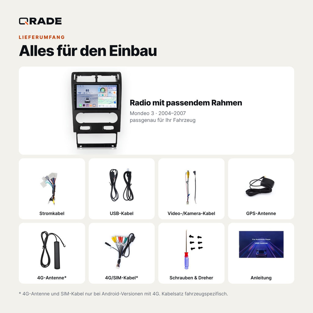 Ford Mondeo 3 (2004–2007) – Autoradio mit Wireless CarPlay & Android Auto