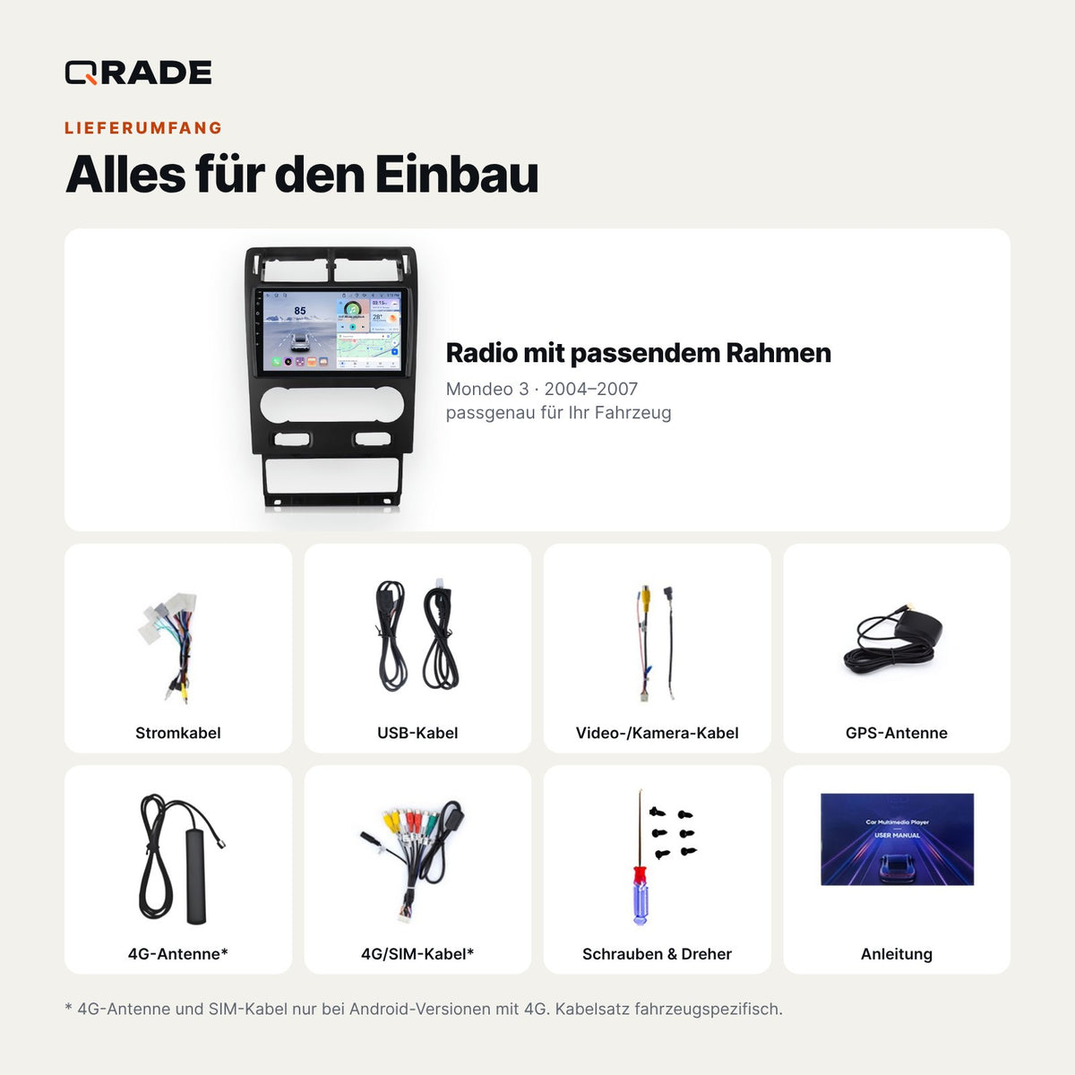 Ford Mondeo 3 (2004–2007) – Autoradio mit Wireless CarPlay & Android Auto