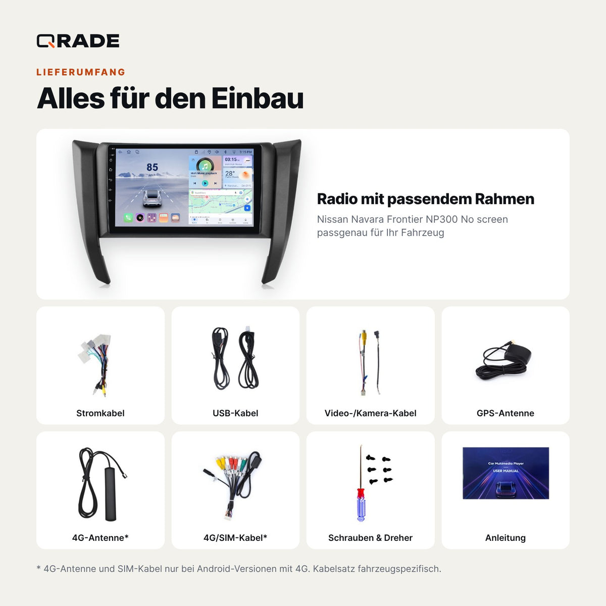 Nissan Navara NP300 ohne Display – Autoradio mit Wireless CarPlay & Android Auto
